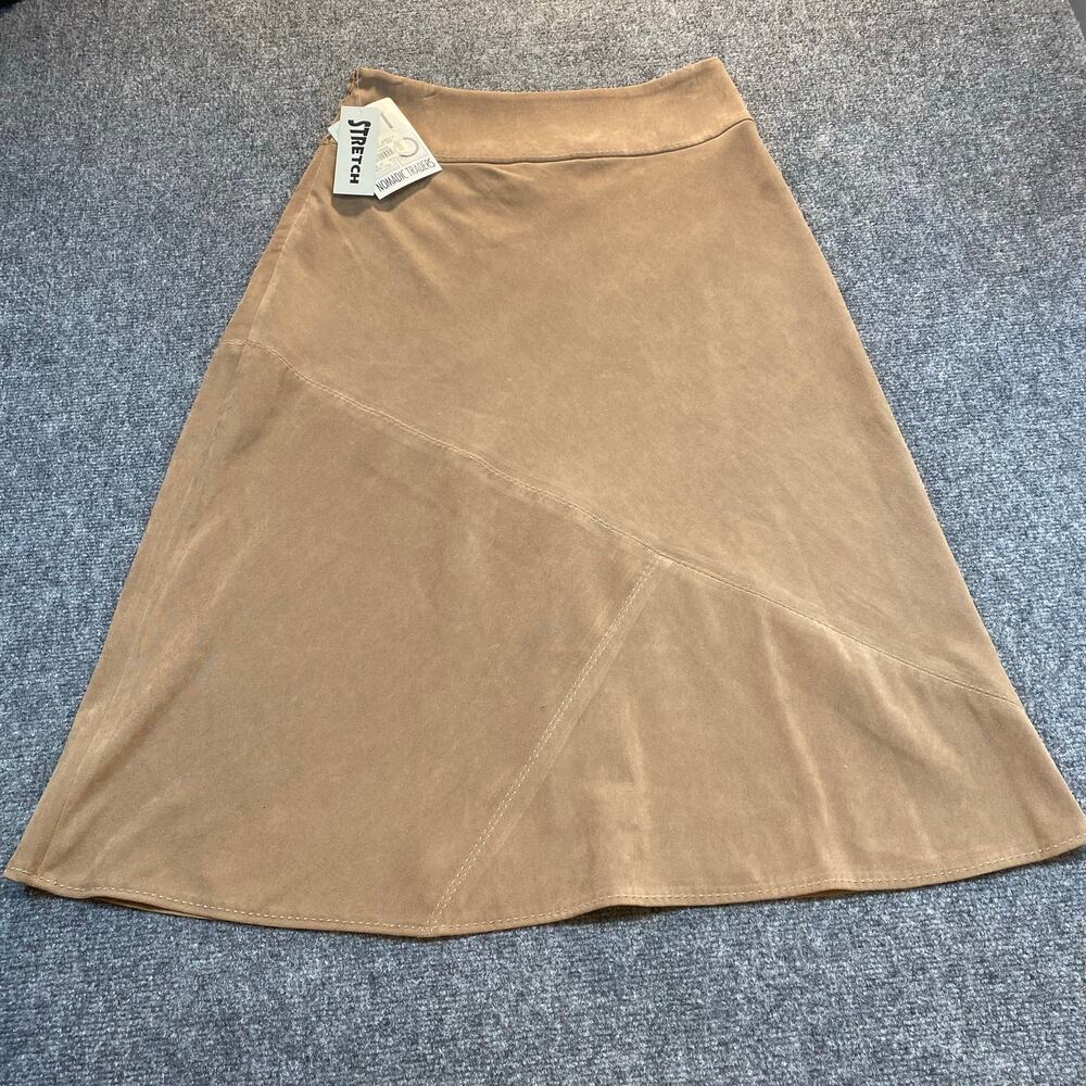 Brand New Nomadic Traders Womens 6 Mink Brown Saddle T Skirt Stretch Faux Suede